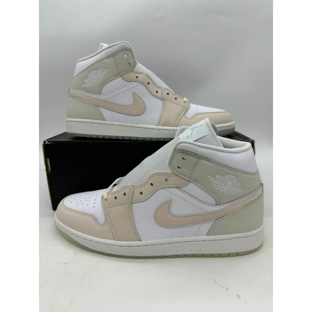 Air Jordan 1 Mid SE Men's Size 13 White Guava Leather Athletic Shoes HJ6654 100